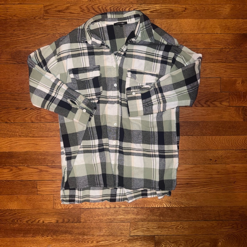 Papermoon Green and Black Plaid Flannel Shirt
